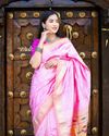 Authentic High Quality Pure Silk Paithani With Most Traditional Double Pallu~Pink (By Govt Certified Weavers)