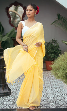  Mastaani ~ Pure Mul Cotton Handloom Saree - Fresh Yellow