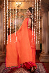 Mastaani ~ Pure Mul Cotton Handloom Saree - Saphire Orange