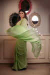 Mastaani ~ Pure Mul Cotton Handloom Saree - Sage Green