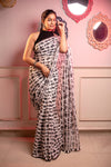 Mastaani ~ Pure Mul Cotton Handloom Saree with Beautiful Floral Weaves ~ White