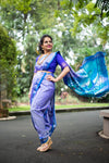 Limited edition ~ Handloom Pure Silk Paithani Saree With Handcrafted Peacock Pallu in Lavender Bloom (by Govt Certified Weavers)