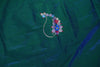 Handloom Paithani Pure Silk Blouse Fabric ~ Peacock Blue Green With Nath in Back