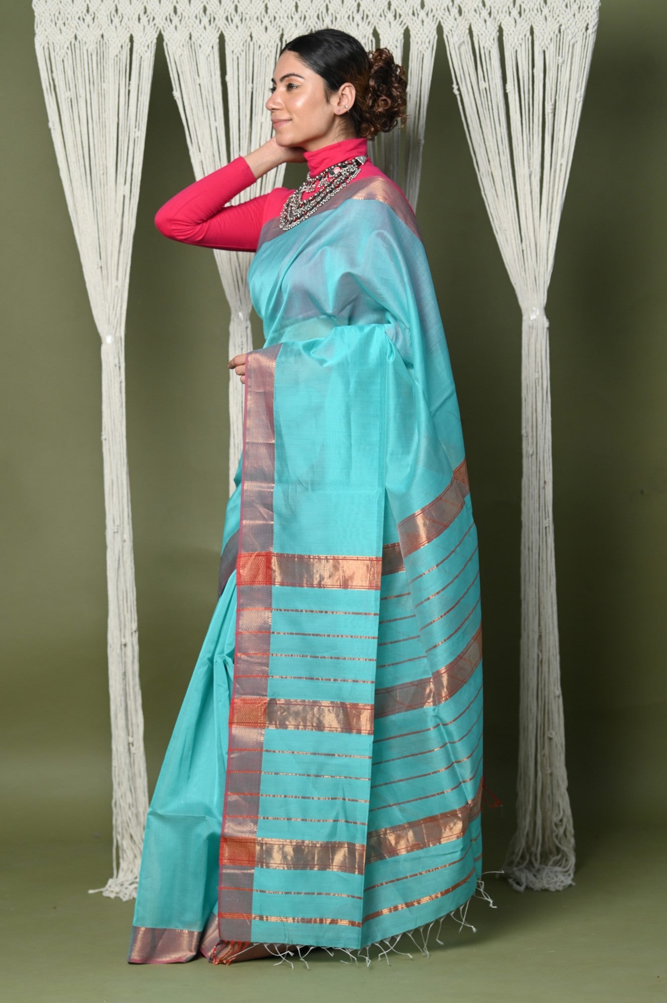 Light Blue Color Cotton Saree – RoopKotha – Best Saree in Bangladesh