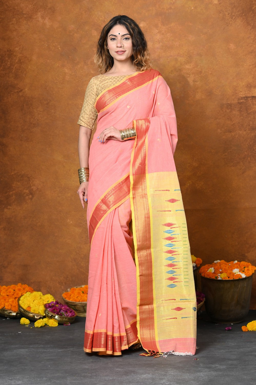 Buy Double Pallu Traditional Pure silk Paithani Saree at Amazon.in