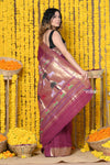 Rajsi~Handloom Pure Cotton Muniya Border Paithani with Pichwai Pallu ~ Purple