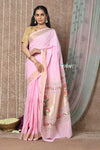 Tyohaar ~Handloom Pure Cotton Paithani Saree with Traditional Asawali Pallu ~ Blush Pink