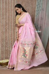 Tyohaar ~Handloom Pure Cotton Paithani Saree with Traditional Asawali Pallu ~ Blush Pink