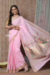 Tyohaar ~Handloom Pure Cotton Paithani Saree with Traditional Asawali Pallu ~ Blush Pink