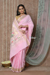 Tyohaar ~Handloom Pure Cotton Paithani Saree with Traditional Asawali Pallu ~ Blush Pink