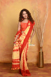 Mastaani ~ Tie & Dye Handloom Mul Cotton Saree - Orange