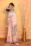 Mastaani ~ Handblock Printed Cotton Saree With Natural Dyes - Peach