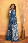 Mastaani ~ Handblock Printed Cotton Saree With Natural Dyes - Cerulean Blue