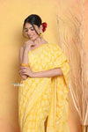 Mastaani ~ Handblock Printed Cotton Saree With Natural Dyes - Yellow