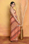 Mastaani ~ Designer Modal Silk Saree With With Beautiful Floral Print - Light Orange