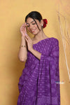 Mastaani ~  Printed Cotton Saree With Natural Dyes - Purple