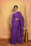 Mastaani ~  Printed Cotton Saree With Natural Dyes - Purple