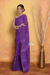 Mastaani ~  Printed Cotton Saree With Natural Dyes - Purple