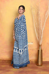 Mastaani ~ Handblock Printed Cotton Saree With Natural Dyes - Blue