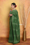 Mastaani ~ Handblock Printed Cotton Saree With Natural Dyes - Green