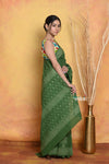 Mastaani ~ Handblock Printed Cotton Saree With Natural Dyes - Green