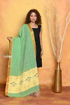 Mastaani ~ Handloom Pure Cotton Paithani Dupatta With Beautiful Handweave and Tassels~ Green