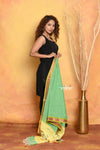 Mastaani ~ Handloom Pure Cotton Paithani Dupatta With Beautiful Handweave and Tassels~ Green