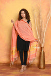 Mastaani ~ Handloom Pure Cotton Paithani Dupatta With Beautiful Handweave and Tassels ~ Orange