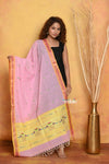 Mastaani ~ Handloom Pure Cotton Paithani Dupatta With Beautiful Handweave and Tassels ~ Pink