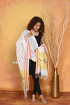 Mastaani ~ Handloom Pure Cotton Paithani Dupatta With Beautiful Handweave and Tassels ~ White