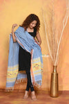 Mastaani ~ Handloom Pure Cotton Paithani Dupatta With Beautiful Handweave and Tassels ~ Powder Blue