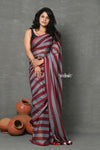 Tyohaar ~ Pure Mul Cotton Handloom Saree ~ Red Grey