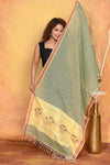 Mastaani ~ Handloom Pure Cotton Paithani Dupatta With Beautiful Handweave and Tassels ~ Mehndi Green