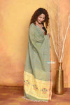 Mastaani ~ Handloom Pure Cotton Paithani Dupatta With Beautiful Handweave and Tassels ~ Mehndi Green