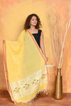 Mastaani ~ Handloom Pure Cotton Paithani Dupatta With Beautiful Handweave and Tassels ~ Yellow