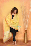 Mastaani ~ Handloom Pure Cotton Paithani Dupatta With Beautiful Handweave and Tassels ~ Yellow