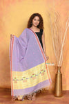 Mastaani ~ Handloom Pure Cotton Paithani Dupatta With Beautiful Handweave and Tassels ~ Purple