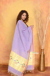 Mastaani ~ Handloom Pure Cotton Paithani Dupatta With Beautiful Handweave and Tassels ~ Purple