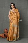 Tyohaar ~ Exclusive! Pure Cotton Handloom Saree By Khadigram Certified Weavers - Rust Orange