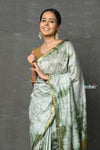 Tyohaar ~ Designer! Cotton Viscose Hand Dyed Saree With Sleek Border - Green