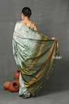 Tyohaar ~ Designer! Cotton Viscose Hand Dyed Saree With Sleek Border - Green