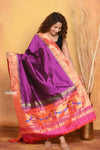 Mastaani ~ Handloom Pure Silk Muniya Border Brocade Paithani Dupatta With Beautiful Handweave and Tassels ~  Purplish Wine