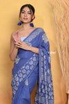 Mastaani ~ Pure Cotton Handblock Printed Saree - Blue