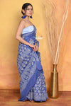 Mastaani ~ Pure Cotton Handblock Printed Saree - Blue