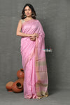 Tyohaar ~ Exclusive! Pure Cotton Handloom Saree By Khadigram Certified Weavers - Salient Pink