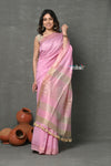 Tyohaar ~ Exclusive! Pure Cotton Handloom Saree By Khadigram Certified Weavers - Salient Pink