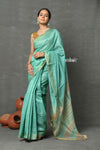 Tyohaar ~ Exclusive! Pure Cotton Handloom Saree By Khadigram Certified Weavers - Sea Green