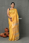 Tyohaar ~ Exclusive! Pure Cotton Handloom Saree By Khadigram Certified Weavers - Heather Yellow