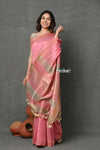 Tyohaar ~ Exclusive! Cotton By Silk Handloom Saree By Khadigram Certified Weavers - Sage Pink