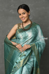 Tyohaar ~ Designer! Cotton Viscose Hand Dyed Saree With Sleek Border - Squalane Green